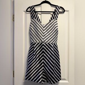 ASOS Striped Navy and Silver grey Romper